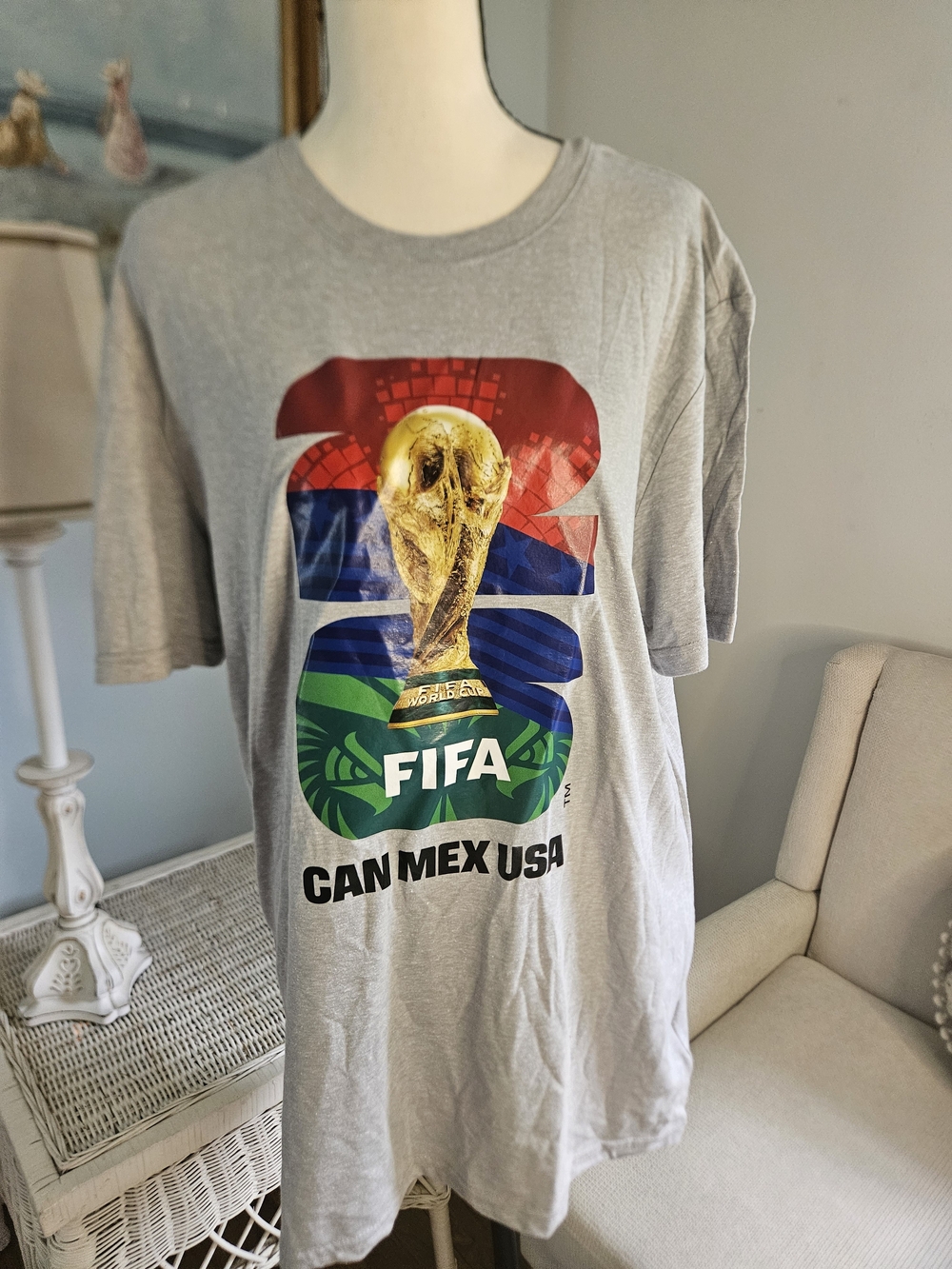 FIFA Can Mex USA Gray Graphic T-Shirt P-15